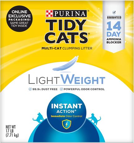 17lbs Light Weight Purina Tidy Cats Light Weight, Low Dust, Clumping Cat Litter