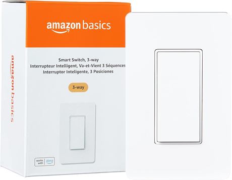 Basics 3-Way Smart Switch, Works with Alexa, Neutral Wire Required