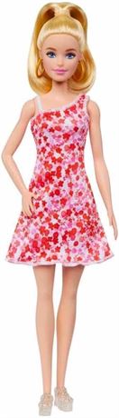 Barbie Fashionistas Doll #205 with Blonde Ponytail, Pink & Red Floral Dress