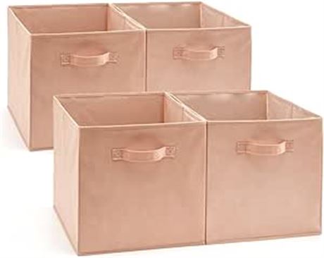 EZOWare Set of 4 Foldable Fabric Basket Bin Pink