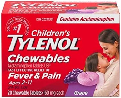 Tylenol Children's Chewables Fever and Pain Relief, 160 mg, 20 tablets