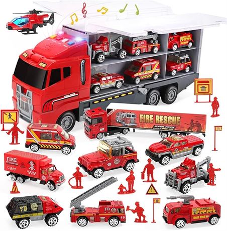 CUTE STONE 28 in 1 Fire Trucks with Sound and Light