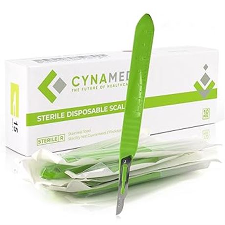 Cynamed # 15 Disposable Scalpel with Plastic Handle - Sterile Single Blade Razor