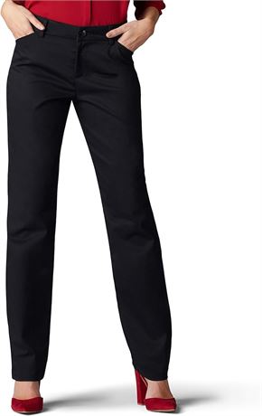 US 16 Lee Women's Wrinkle Free Relaxed Fit Straight Leg Pant, Black