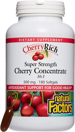 Natural Factors Super Strength Cherry Concentrate, 180 Softgels