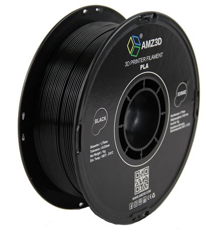 AMZ3D 1.75mm PLA 3D Printer Filament, Black, 1 Kg spool (2.2 lbs)