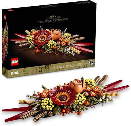 LEGO Icons Dried Flower Centerpiece, Botanical Collection Crafts Set for Adults,