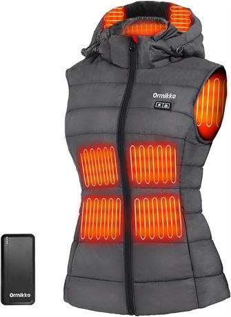 SMALL Womens Heated Vest - Detachable Heated Hood and 7.4V 16000mAh Battery Pack