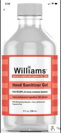Box of 12 Bottles (8 oz /236 ml) of Williams Hand Sanitizer Gell