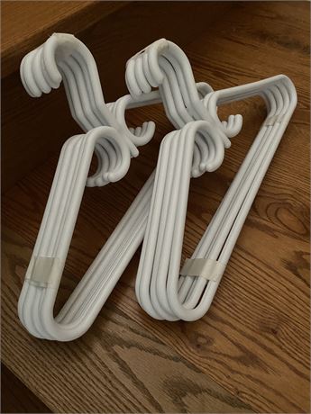 10 Chunky heavy duty white plastic coat hangers