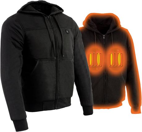 4XL Nexgen Heat Men's “Fiery’’ Heated Hoodie Sweatshirt for Winter w/Battery