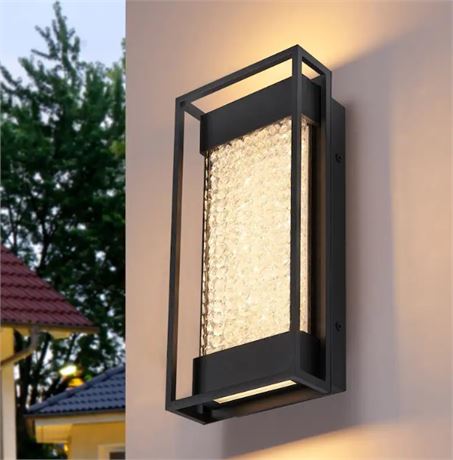 Matte Black Rectangle Modern Wall Sconce with Unique Glass Shade