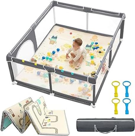dearlomum Baby Playpen with Mat 70" X 60", Extra Large Play Yard