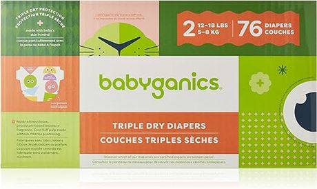 Babyganics Diapers, Size 2, 76 ct, Ultra Absorbent Diapers