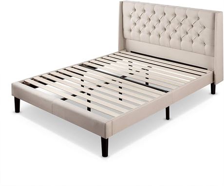 Queed - Zinus Upholstered Traditional Tufted Wingback Platform Bed