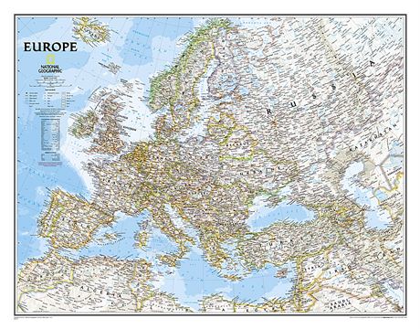 Europe Classic Map [Tubed] 30.5" x 23.75"