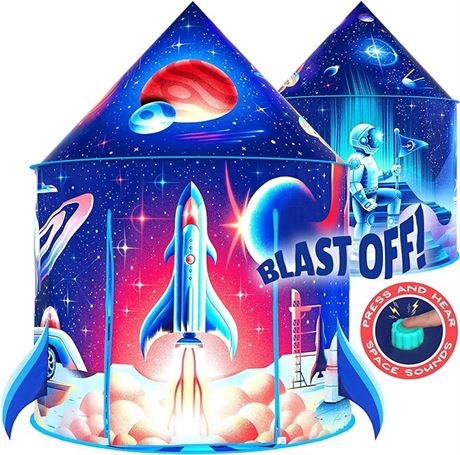 W&O Rocket Ship Play Tent with Blast Off Button - Rocket Tent