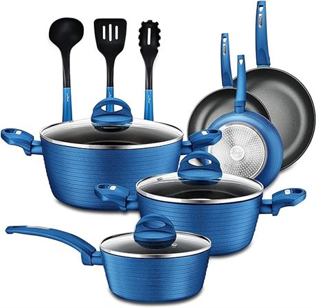 12 Piece Set, NutriChef, Pots and Pan Set, Cookware Set, Induction Cookware