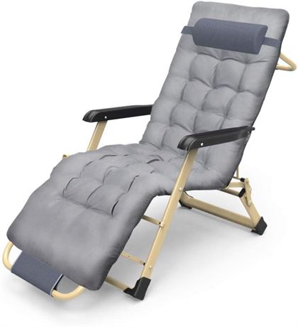 Folding Sun Lounger, Foldable Zero-Gravity Lounge Chair Recliner, Cotton Pad