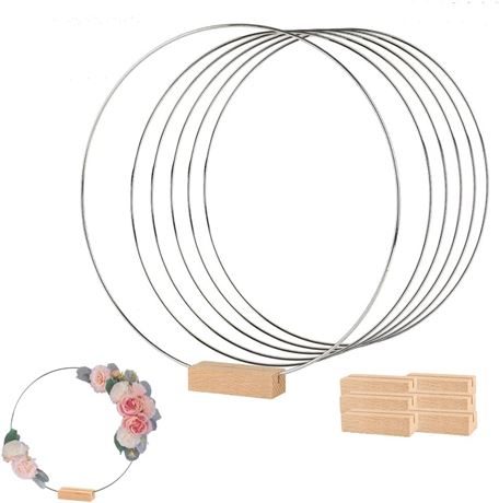 6 Pack 12 inch Metal Floral Hoop Centerpiece for Table, Metal Wreath Ring & Base