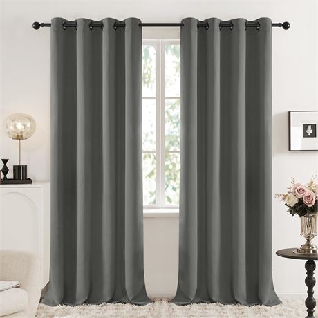 52 W x 84 L Deconovo Blackout Living Room Curtains 2 Panels, Light Grey