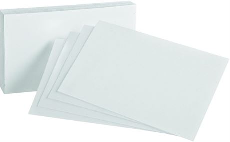 Oxford Blank Index Cards - 5" x 8", White, Premium Weight, 100 Cards per Pack