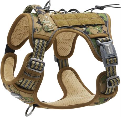 MED - AUROTH Tactical Dog Harness for Small Medium Dogs No Pull Adjustable Pet