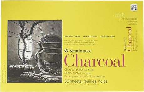 Strathmore 300 Series Charcoal Paper Pad, Glue Bound, 11x17 inches, 32 Sheets