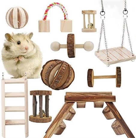 AriTan 10 Pcs Hamster Chew Natural Wooden Toys