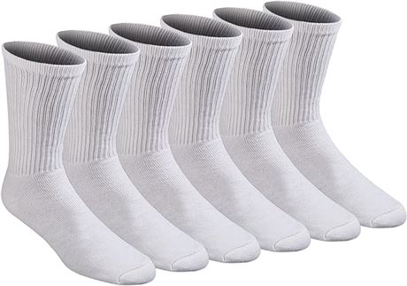 US 6-12Dickies Men's Big & Tall All Purpose Cushion Crew Socks, White (6 Pairs)