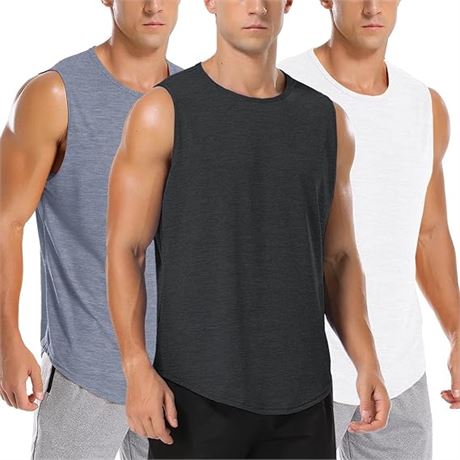 Med Amussiar Mens Tank Tops 3 Pack Sleeveless Gym Sports Muscle Shirts Basketbal
