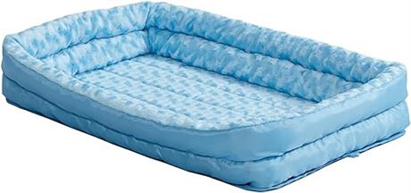 Midwest Homes for Pets 40324-BS Double Bolster Pet Bed, Powder Blue Plush, 24