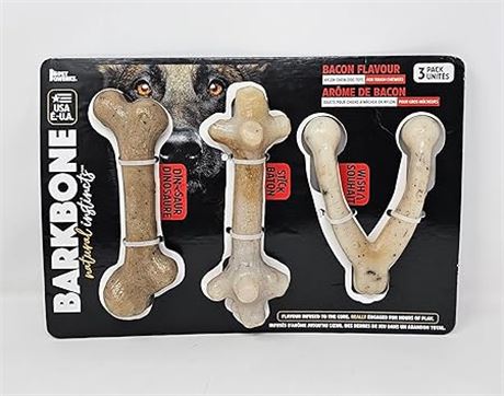 Barkbone Natural Instincts Bacon Flavour Nylon Chew Dog Toys