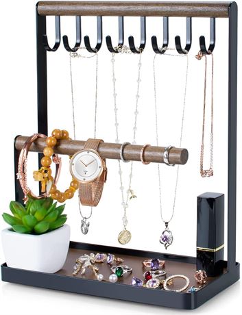 Jewelry Stand Necklace Holder, 3-Tier Jewelry Organizer Ring Earring Tray
