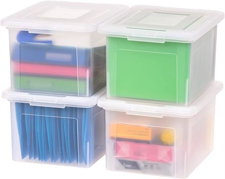 4 Pack,IRIS USA Letter & Legal Size Plastic Storage Bin Tote Organizing File Box