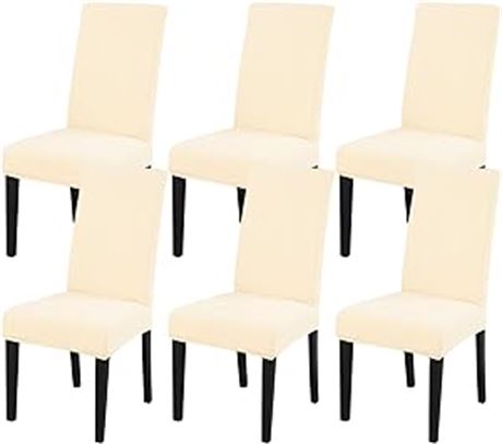JQinHome 6 Pcs Dining Chair Slipcover,High Stretch Removable Washable Chair Seat