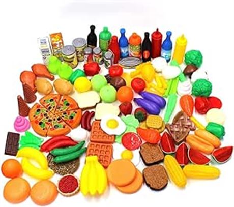 Play Food Set, 120 Pieces Play Kitchen Set for Educational Pretend Play