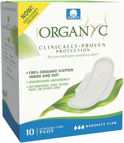 Organyc 100% Certified Organic Cotton Feminine Sanitary Pads | Moderate Flow