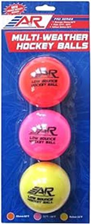 A&R Sports Low Bounce Multi Weather Street Hockey Balls (Pack of 3)