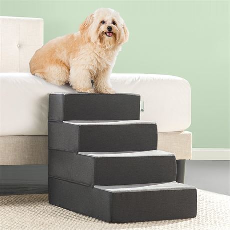 Zinus 4 Step Easy Pet Stairs/Pet Ramp/Pet Ladder/Grey, Large