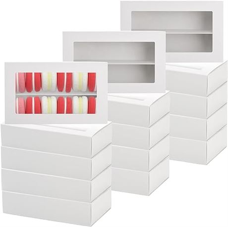 Dicunoy 30 Pack Macaron Boxes for 12, Macaron Gift Box, White Bakery Boxes