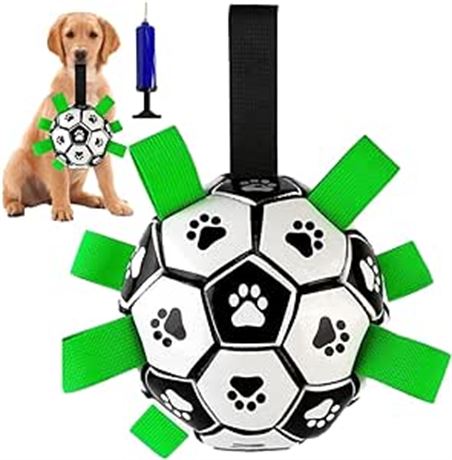 TopPetPro Dog Toys Soccer Ball with Straps, Interactive Dog Toys for Tug of War