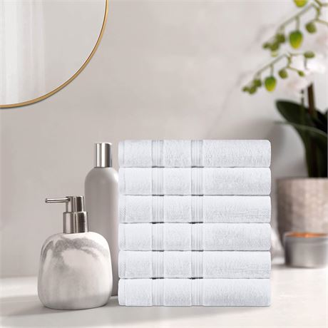 Superior Premium Cotton 6-Piece Hand Towel Set, Plush Soft Towels