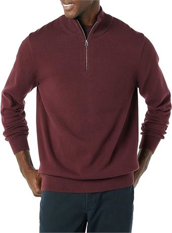 XL - Essentials Mens 100% Cotton Quarter-Zip Sweater