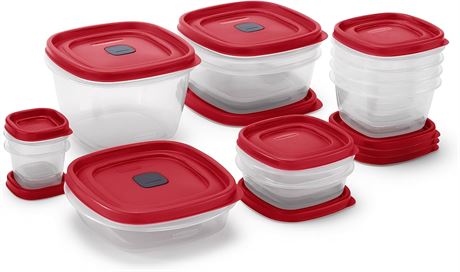 Set of 10 Rubbermaid Vented Easy Find Lid Food Storage Containers, Racer Red