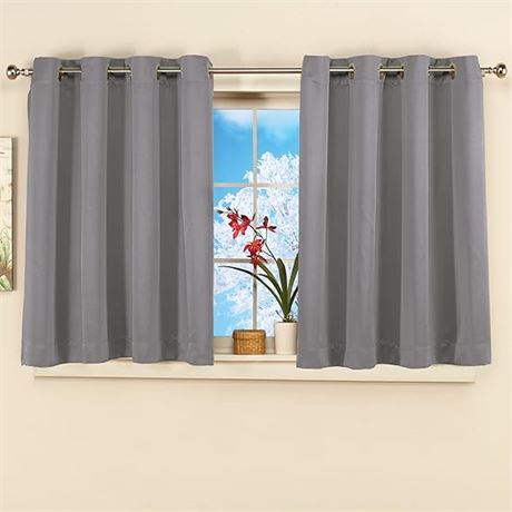 Grey, 56" X 45" Collections Etc Short Blackout Window Curtain Panel