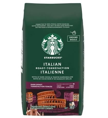 STARBUCKS Italian Roast Dark Roast Ground Coffee, 340G