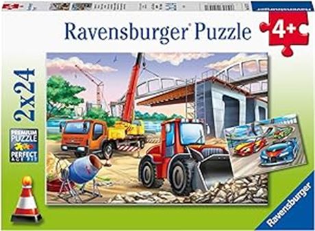 Ravensburger Construction & Cars 2 x 24 Piece Jigsaw Puzzle Set for Kids