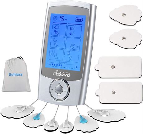 TENS Unit Rechargeable Electric Muscle Stimulator Machine with 16 Modes & 10 Pad