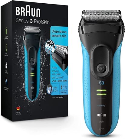 BRAUN Series 3 3040 Wet and Dry Shaver, Electric Men's Razor, Razors, Shavers